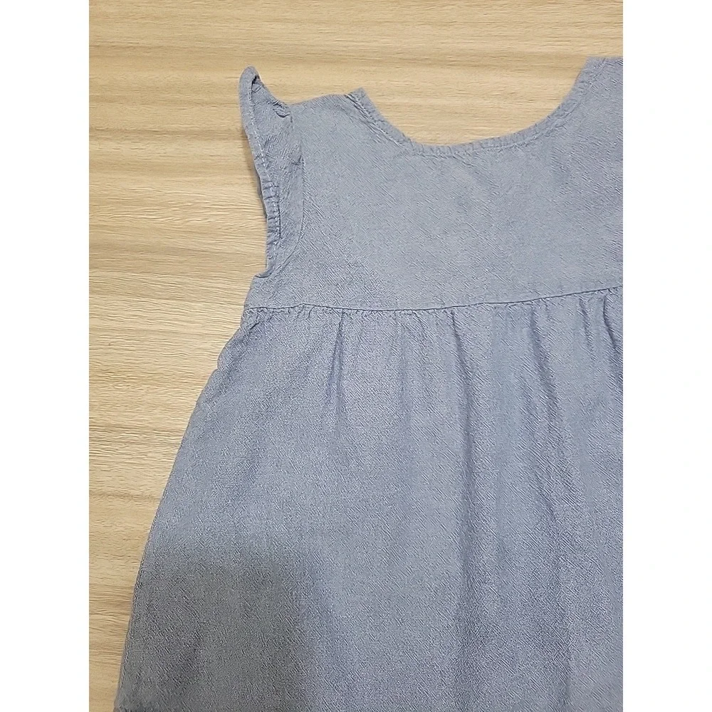 Carters Kid Girls Blue Chambray Flutter Sleeve Cutout Back Babydoll Top Size 8